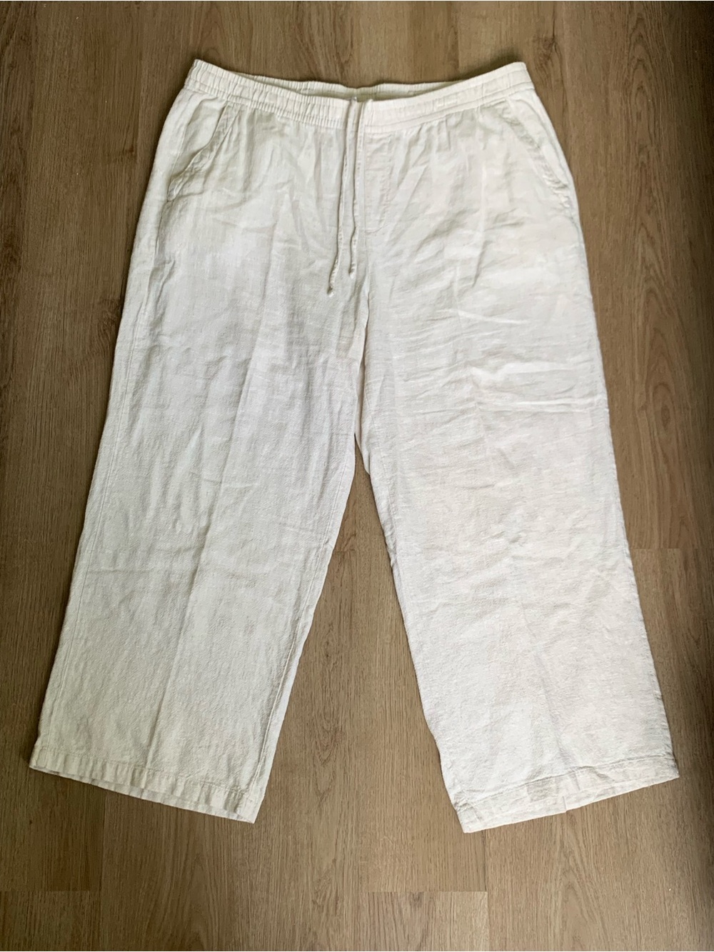 Old Navy High Rise Wide Leg Linen Pant Ankle Length Pull On Drawstring Size XL